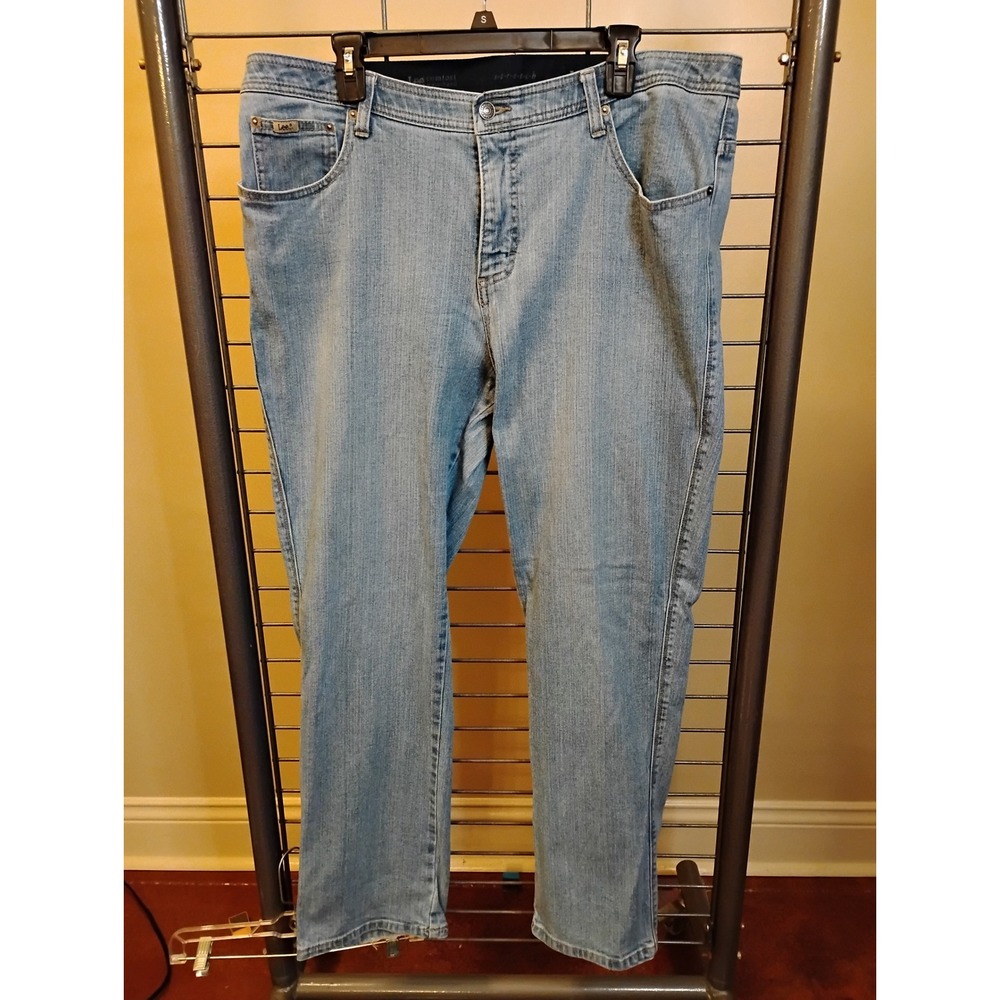 Lee Comfort Waistband Stretch Jeans Womens 18W M Light Wash Straight Leg Denim